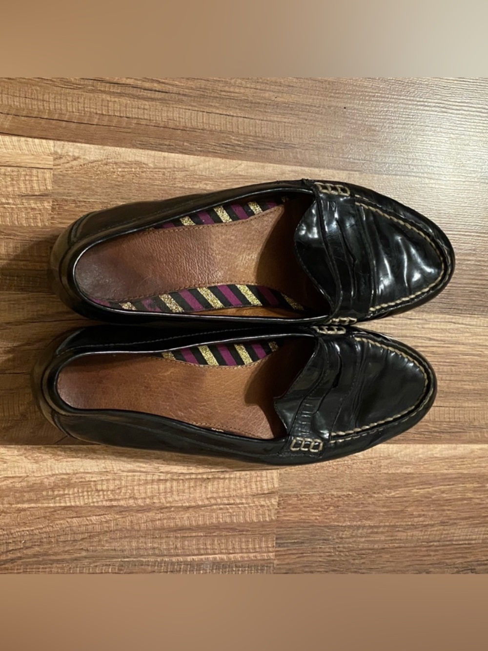 Sperry Topsiders Round Toe Chunky Heel Loafers Black Leather Women Size 8.5